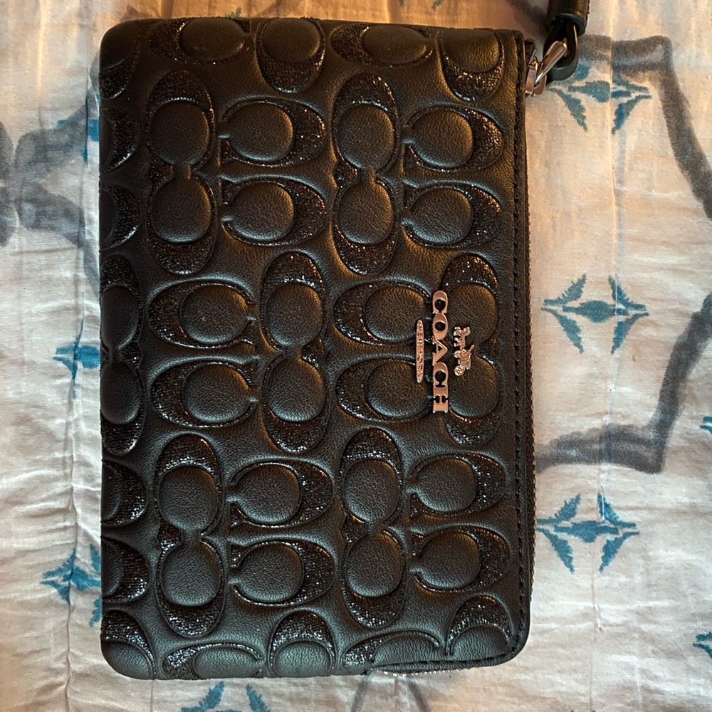 Black Glittery Coach Wristlet